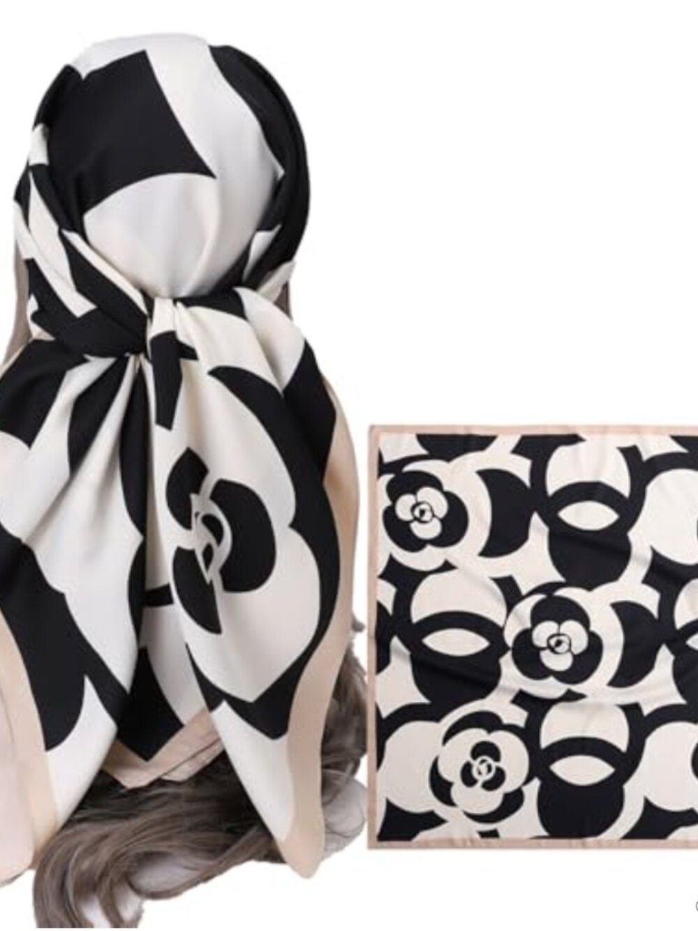 Large Satin Silk-Like Square Hair Scarf Bandana Wrap for Women 35in